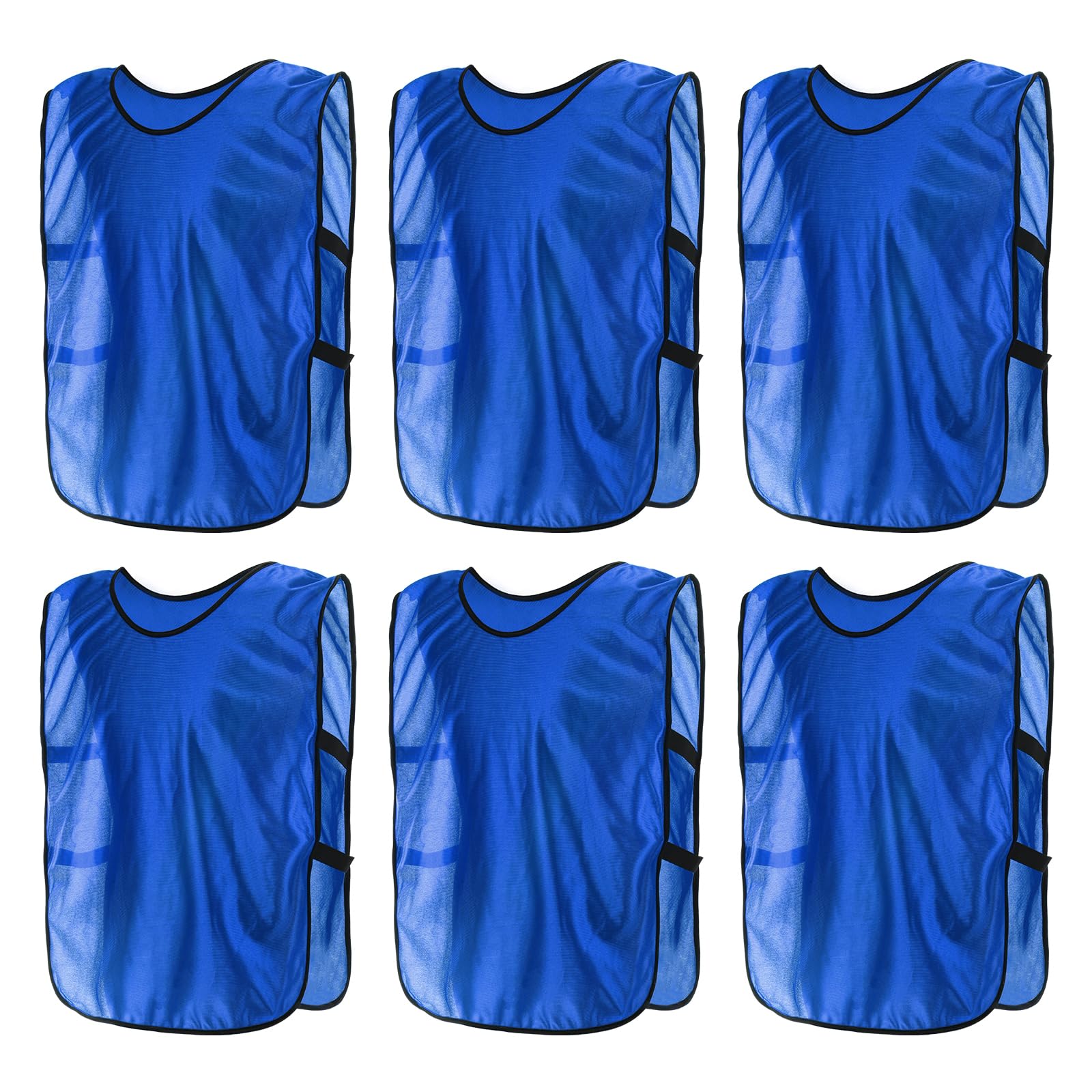 PATIKIL Scrimmage Vest, 6 Pack Small Soccer Pennies Soccer Jersey Training Vests Team Sports Pinnies Youth Football Practice Jerseys Fits Height 90cm to 115cm, Dark Blue