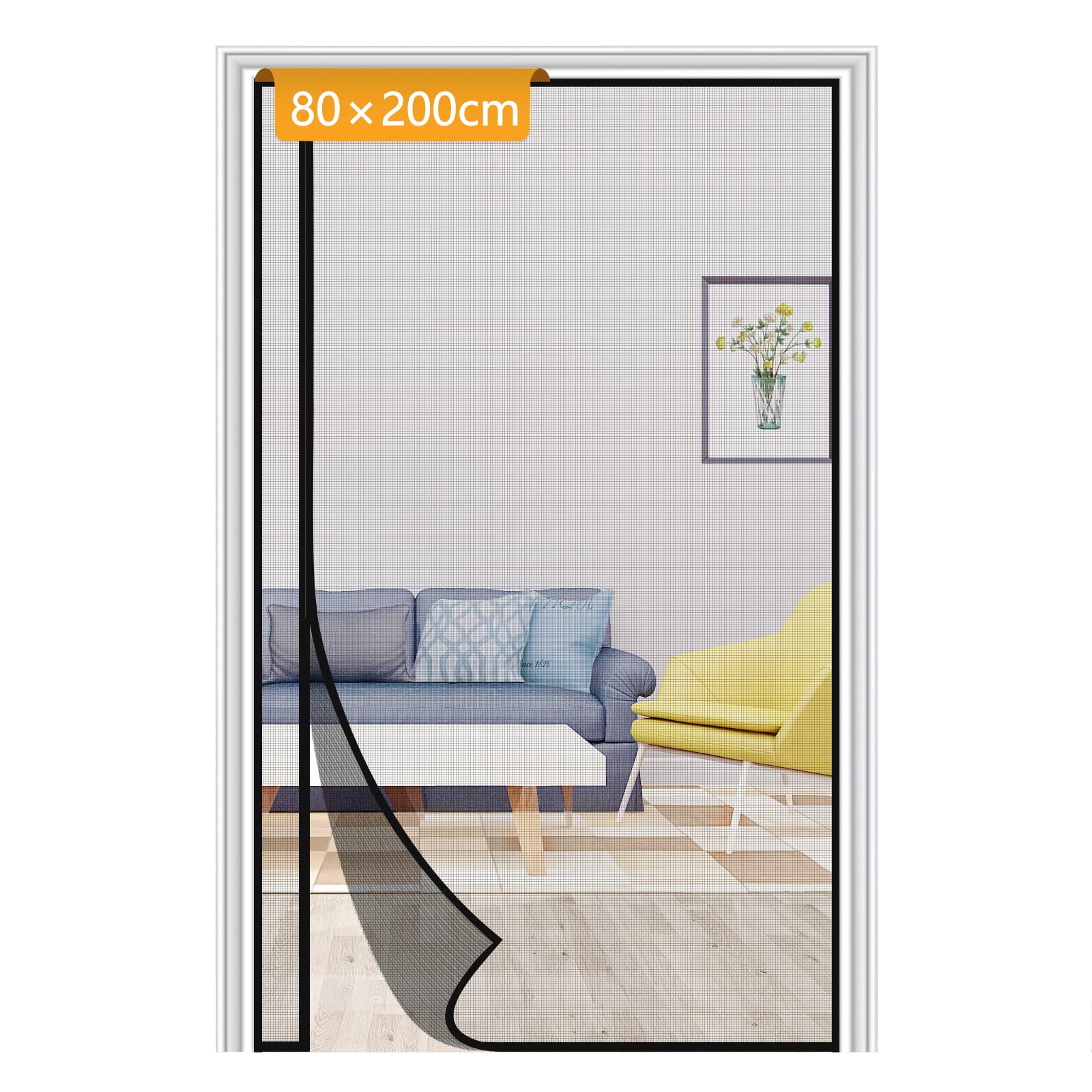 Yotache Side Opening Fly Screens for Doors 80 x 200 cm, Reinforced Polyester Removable Insect Fly Mesh for Back Door — image 1