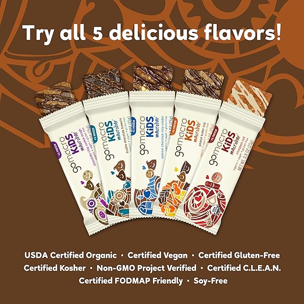 GOMACRO KIDS MACROBAR ORGANIC VEGAN SNACK BARS – DOUBLE CHOCOLATE BROWNIE (0.90 OUNCE BARS, 7 COUNT)