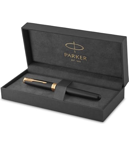 Parker Sonnet ブラック 万年筆 Parker Sonnet Fountain Pen, Black Lacquer with Gold Trim, Medium