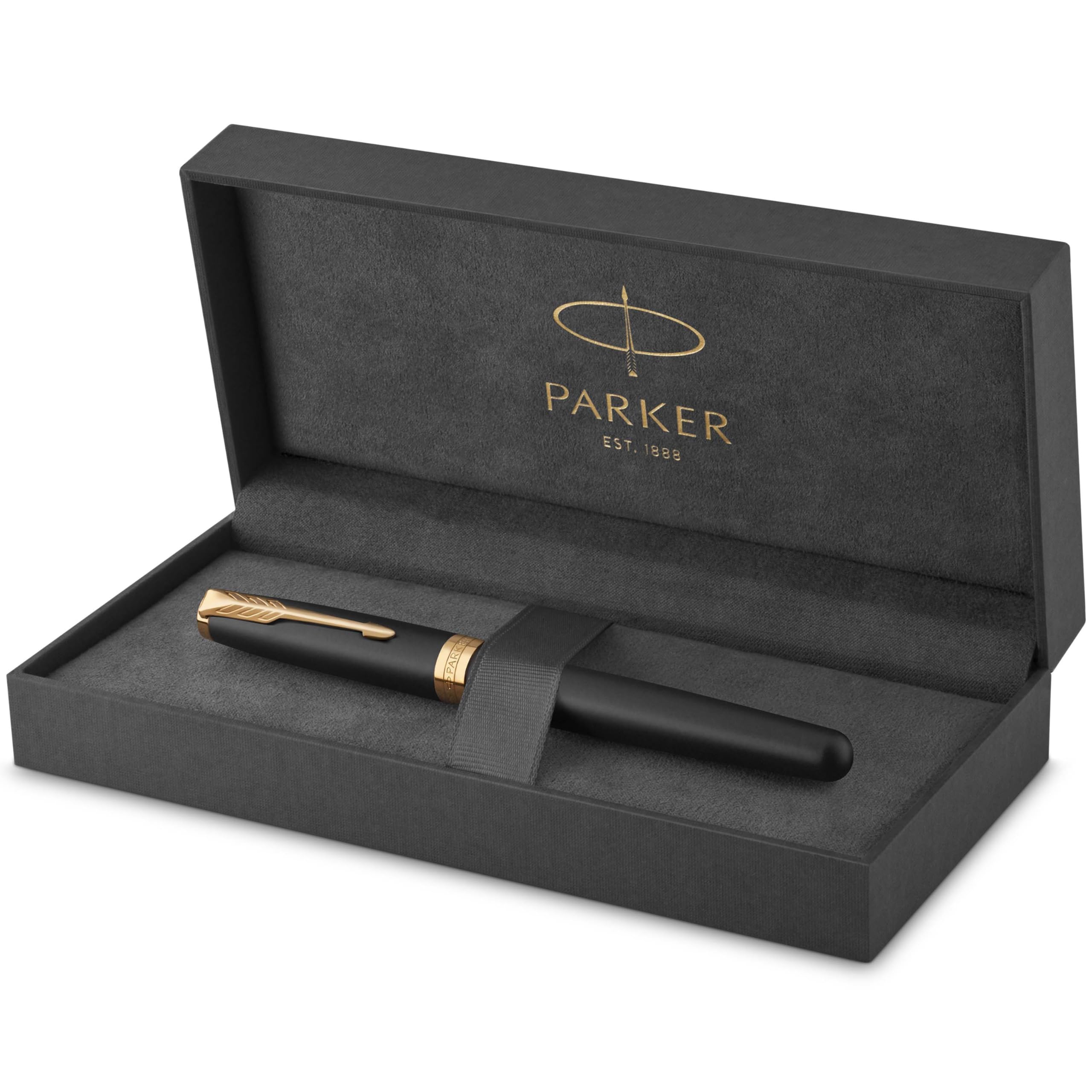 Parker Sonnet Fountain Pen | Matte Black Lacquer with Gold Trim | Fine Nib | Gift Box