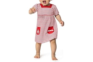 Little King NCAA Infant Girls Short Sleeve Striped Dress with Pockets-100% Cotton-Sizes 6M, 12M and 18M