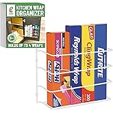 Evelots Kitchen Wrap Organizer - Hold up to 4 Plastic, Foil, Paper, Wax - Cabinet Door, Wall Rack Basket - Sandwich, Freezer, Food Bag Storage - Laundry Supplies - Plastic Coated Metal