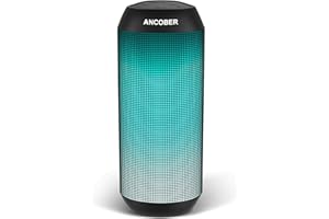 ANCOBER Bluetooth Speaker, Portable Wireless, HD Stereo Sound with Cool LED Lights, TWS Surround Dual Pairing, BT 5.3/AUX, for Outdoor Camping Party Home, Electronics Gadgets Gifts for Him Her Birthday