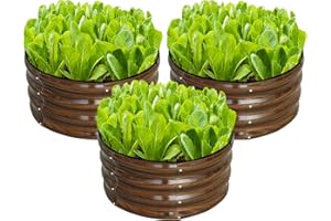 SnugNiture 3 Pcs 2x2x1ft Round Galvanized Raised Garden Bed Kit Outdoor, Metal Planter Box for Planting Plants Vegetables, Brown
