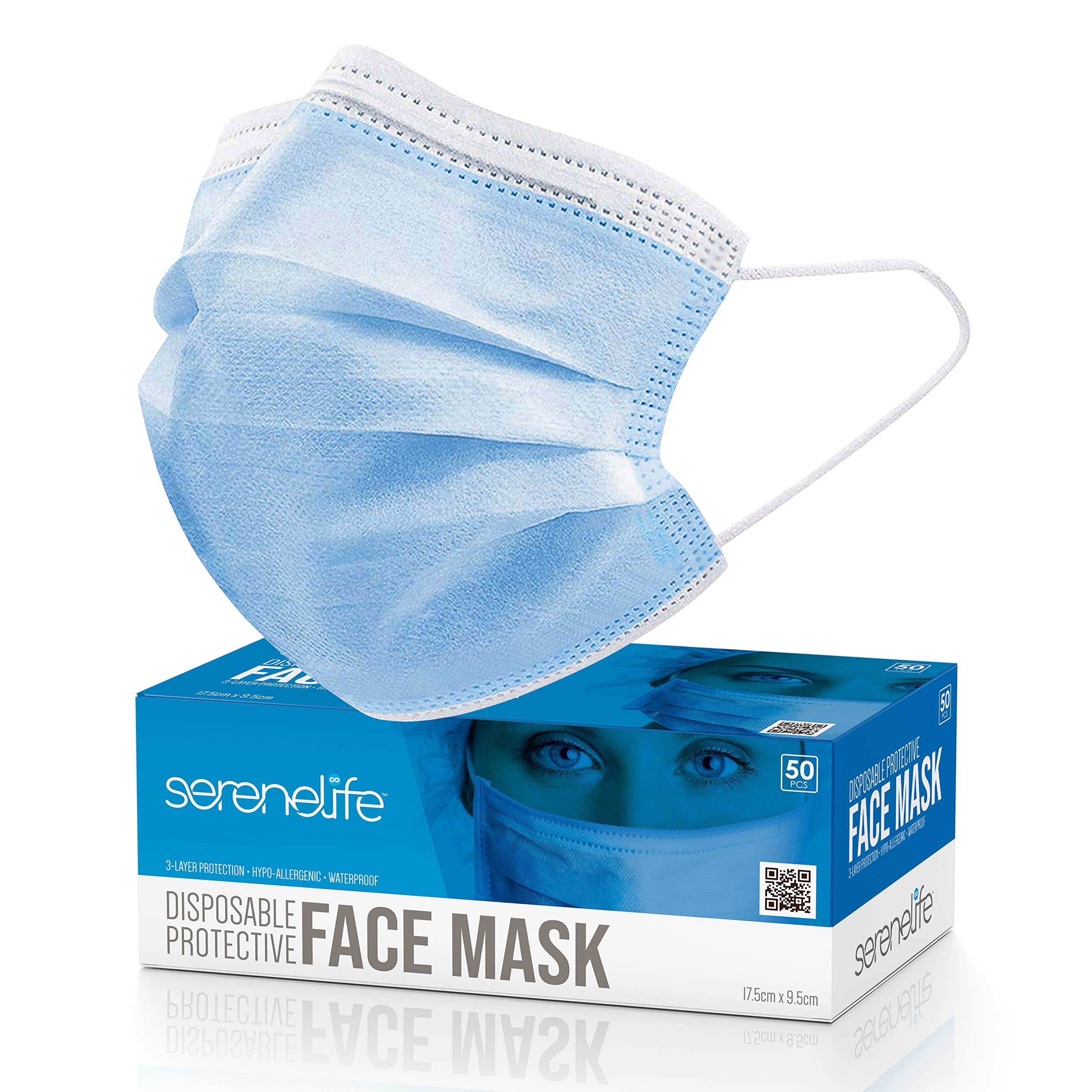 Photo 1 of 50 Pcs. Disposable Face Masks for Kids - 3 Layer Protection Breathable Face Masks - SereneLife SLKDPLY50.5