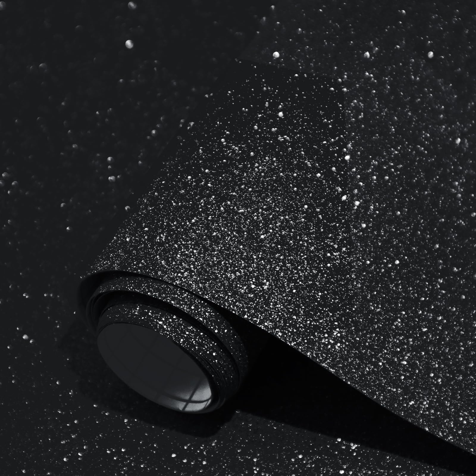 Photo 1 of Kitico Glitter Black Wallpaper 17.7"x78.7" Self-Adhesive Peel and Stick Decorative DIY Decoration