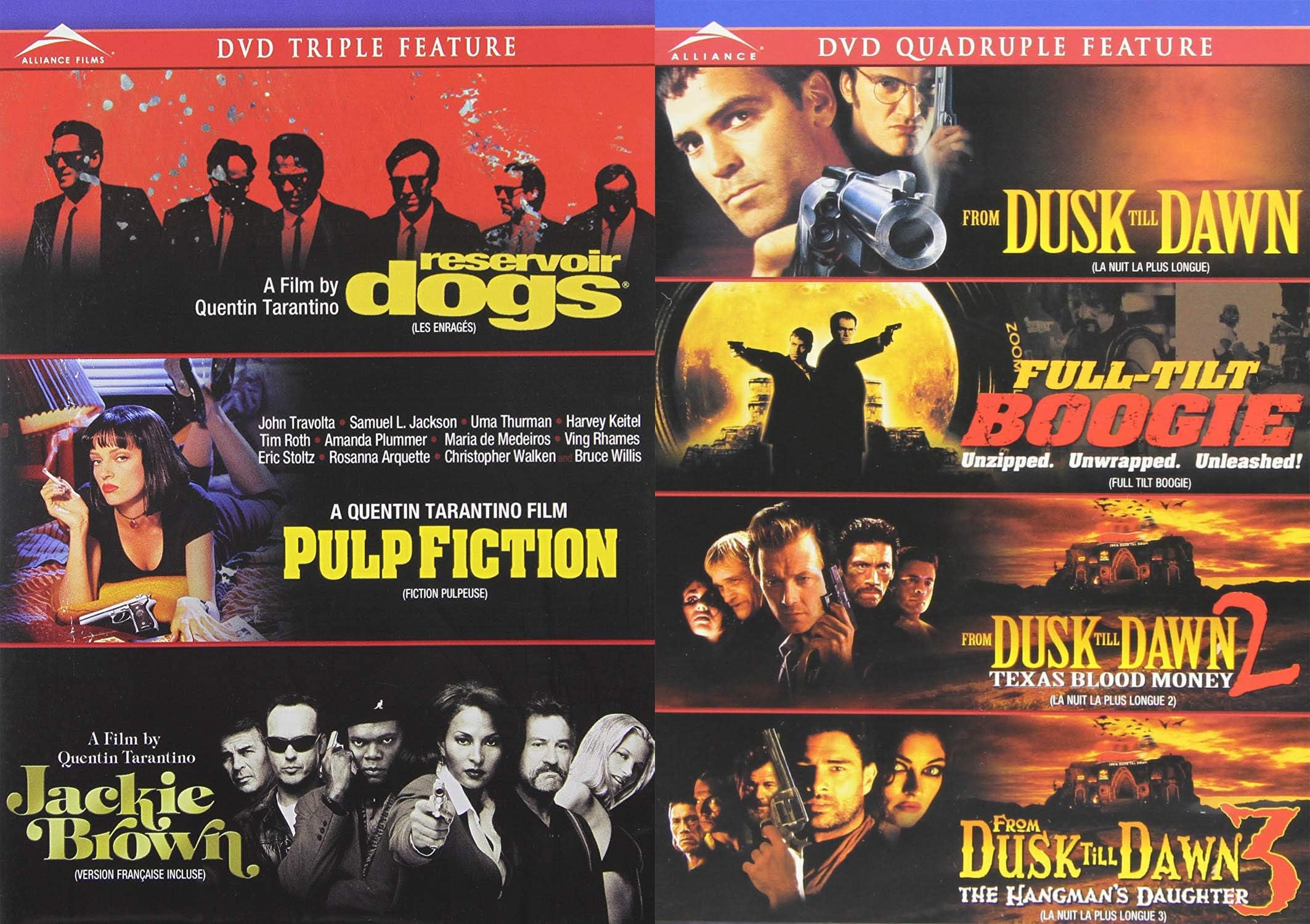 TARANTINO Mega Feature Film Pack: Triple Feature- Reservoir Dogs/ Pulp Fiction/ Jackie Brown & From Dusk Till Dawn/ Full Tilt Boogie/ From Dusk Till Dawn 2/ From Dusk Till Dawn 3 (7 Film DVD Bundle)