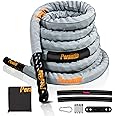 Perantlb Poly Battle Rope with Cloth Sleeve -1.25/1.5/2 Inch Diameter 30' 40' 50' Lengths -Gym Muscle Toning Metabolic Workout Fitness, Battle Ropes for Home Gym