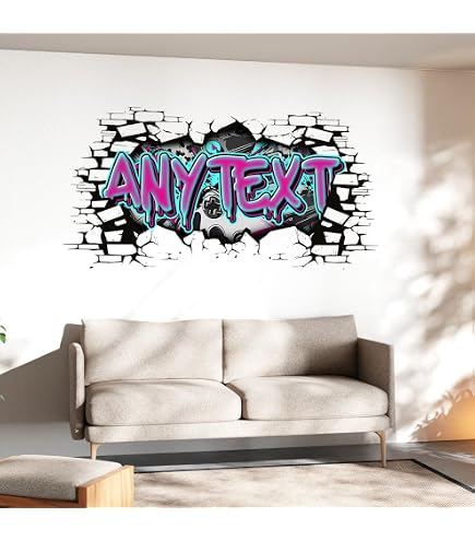VWAQ Custom Graffiti Name Wall Decal - Personalized Vinyl Sticker For Kids Room, Hip Hop Decor, 20" Height 1 thumbnail image