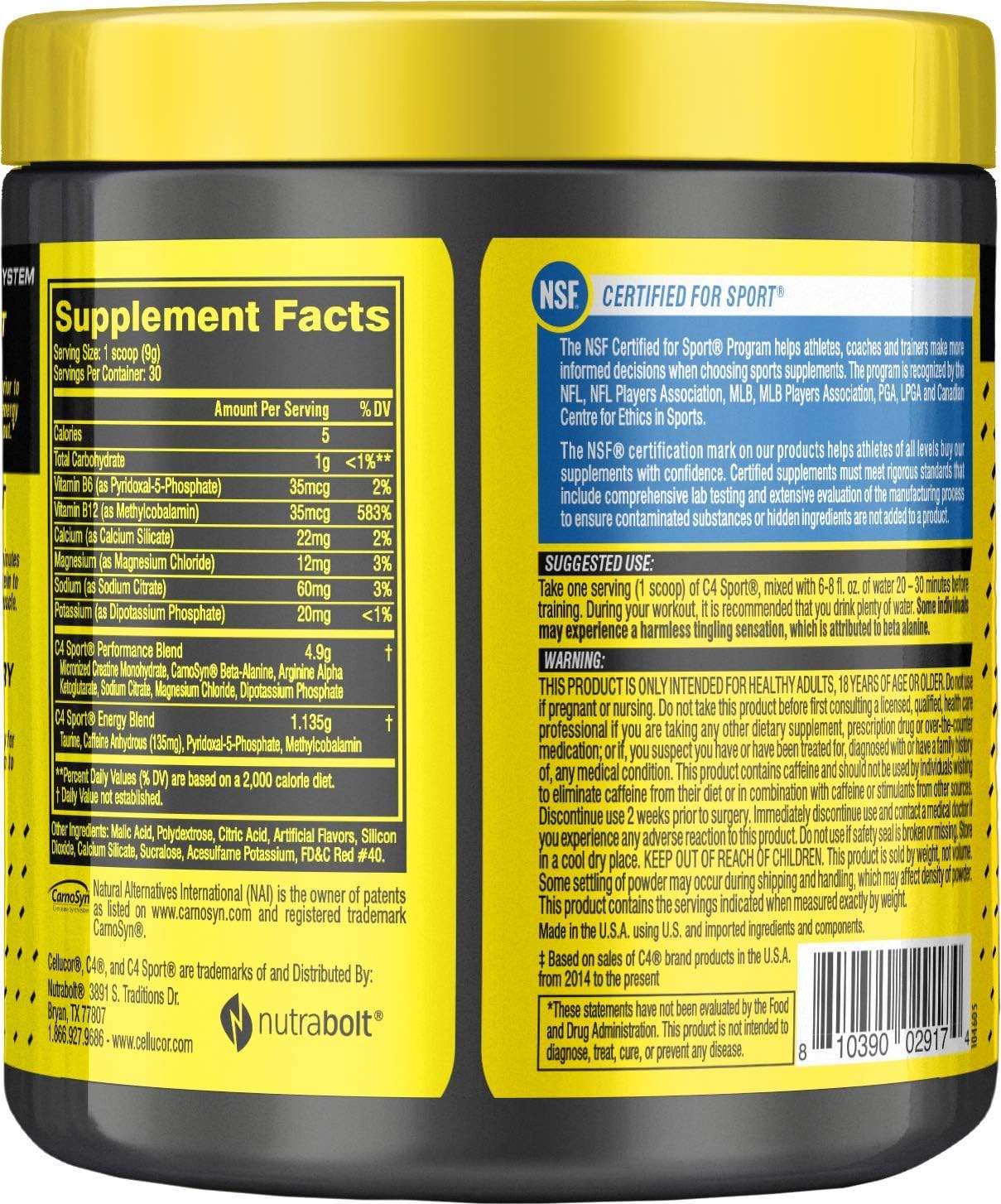 C4 Sport Pre Workout Powder Blue Raspberry | NSF Certified for Sport + Sugar Free Pre-Workout Energy Supplement for Men & Women | 135mg Caffeine + Creatine Monohydrate | 30 Servings: Health & Personal Care