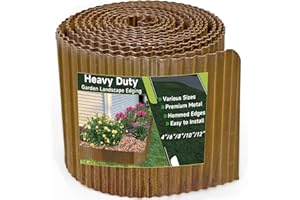 GTSABWAY Corrugated Garden Edging,10"×20Ft Pre-Rusted Landscape Edging & Lawn Edging Border,Metal Garden Border for Flower Beds,Garden,Lawn,Raised Beds & Tree Surrounds