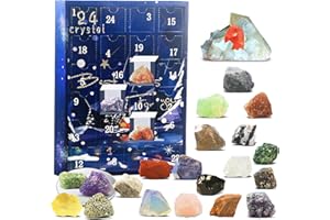 TUEXCIRA Advent Calendar 2023 Rocks 24 Days Natural Crystal Gemstone Stone Minerals & Fossils Christmas Countdown Calendar Rock Collection for Kids 2023 Advent Calendar for Birthday Xmas Girls Boys