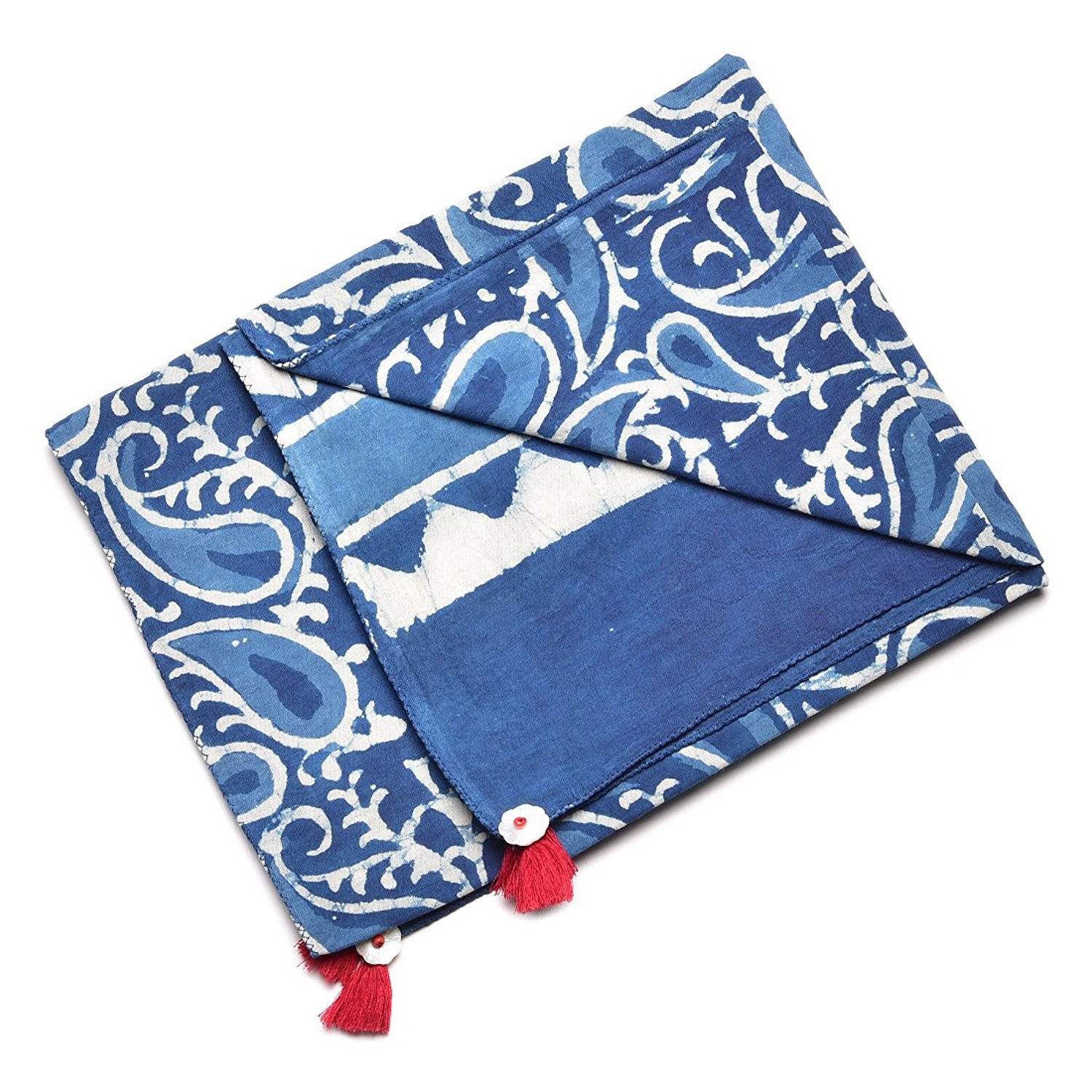 uravi pure cotton indigo hand block printed stole