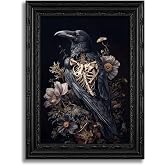 Framed Gothic Crow Canvas Wall Art,Raven Picture Wall Decor,12x16in | Dark Academia Print Artwork,for Living Room Bedroom Home Decoration