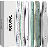 Teenitor Nail File Nail Buffer, 6 pcs Nail Files and Buffers for Natural Nails, Emery Boards for Nails, Nail Buffer and Shine Kit Nail Filer, Nail Buffer Block 100/180 Grit Nail Files Fingernail Files