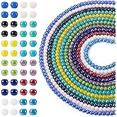 Craftdady 12 Strands Electroplate Opaque Glass Beads Strands AB Color Plated Round Bead 4mm Colorful Loose Spacer Beads 12 Colors for DIY Jewelry Making Bracelet Necklace Earring