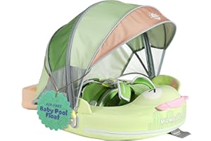 MAMBOBABYFLOAT Sunny Navigator Baby Pool Float with Canopy — Safe, Comfortable, Adjustable Axolotl Pool Float w/Sun Protection, Air-Free Foam Technology, 5-Way Buckle System