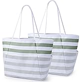 KALIDI 2 Pack Reusable Grocery Shopping Bags Beach Bag Travel Large Tote Purse for Women & Men Lightweight Foldable Totebag