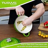 Nuovva Enamelled Cast Iron Dutch Oven Pot 2.1 Qt Green with Lid 20cm view 6