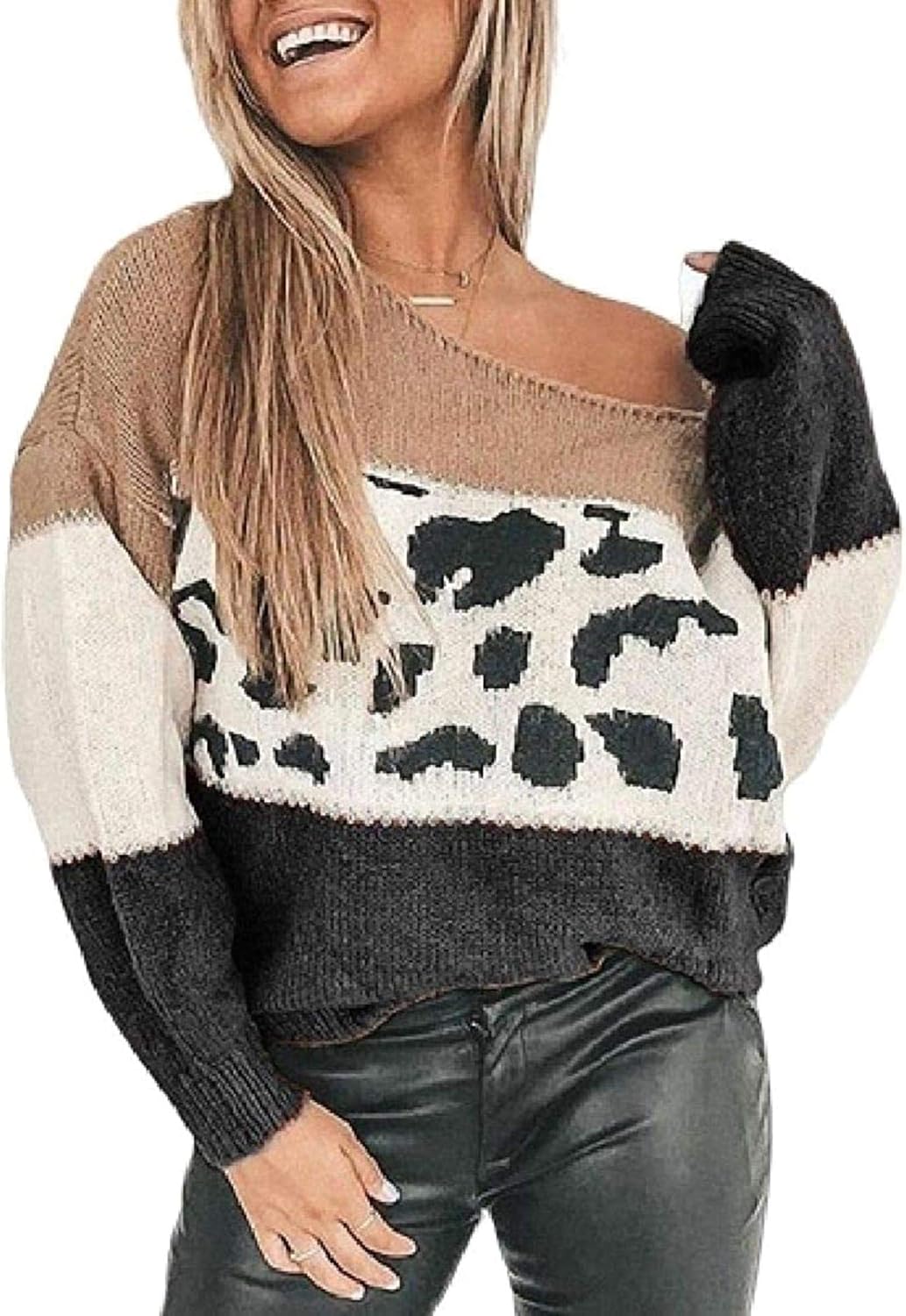 animal print long cardigan sweater