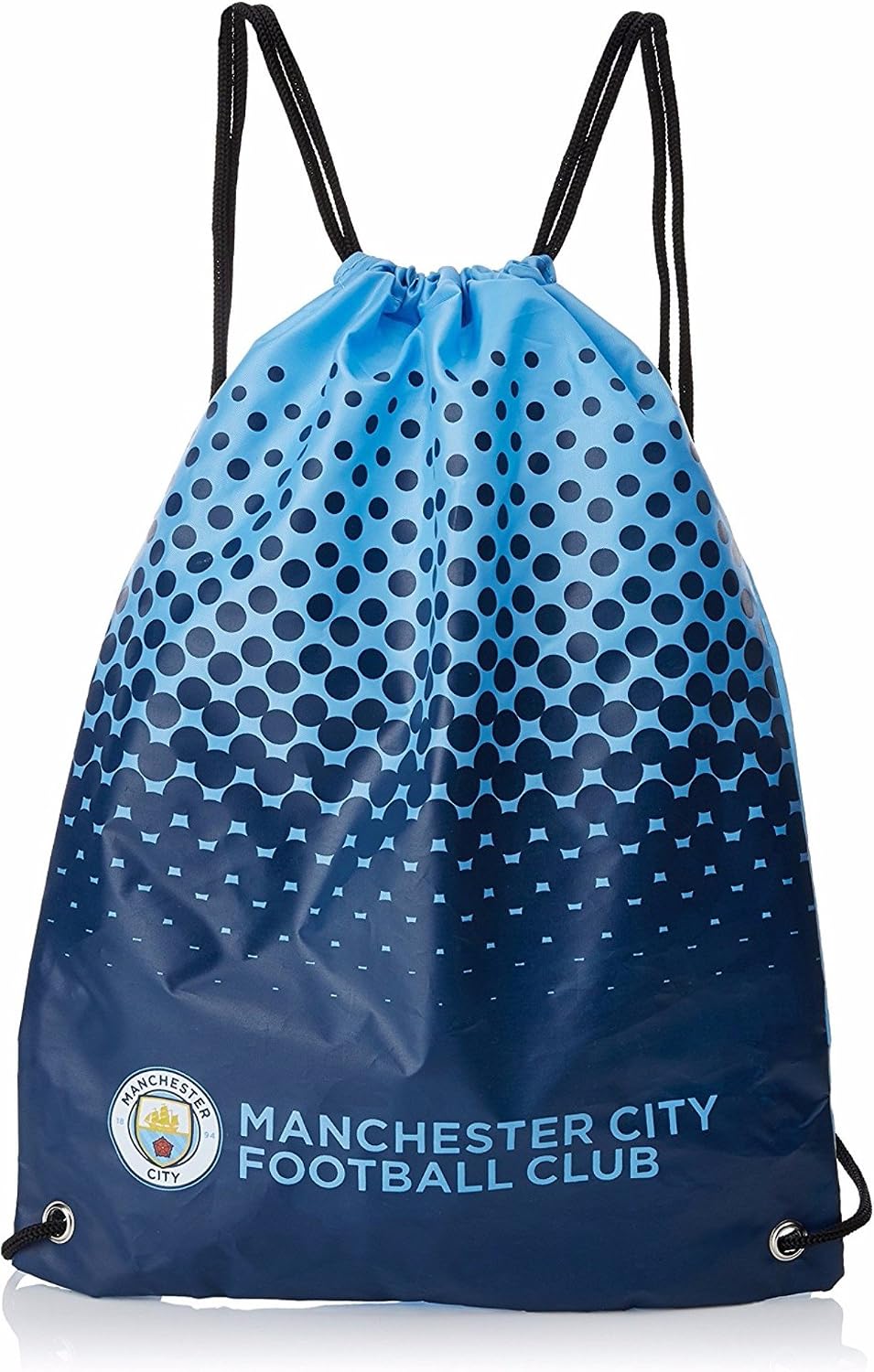 Manchester City FC Official Fade Football Crest Drawstring Sports/Gym Bag (One Size) (Blue/Navy), 44cm x 33cm
