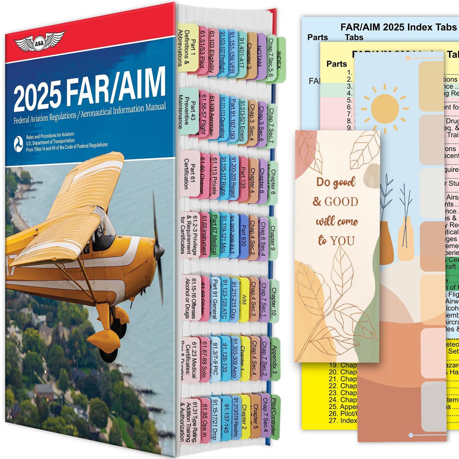 Photo 1 of FAR AIM 2025 Index Tabs for Private Pilot, Upgraded Complete Tabs for Far/Aim 2025, Include 93pcs Tear-Resistant Color-Coded and Laminated Tabs with Bookmark and Placement Template