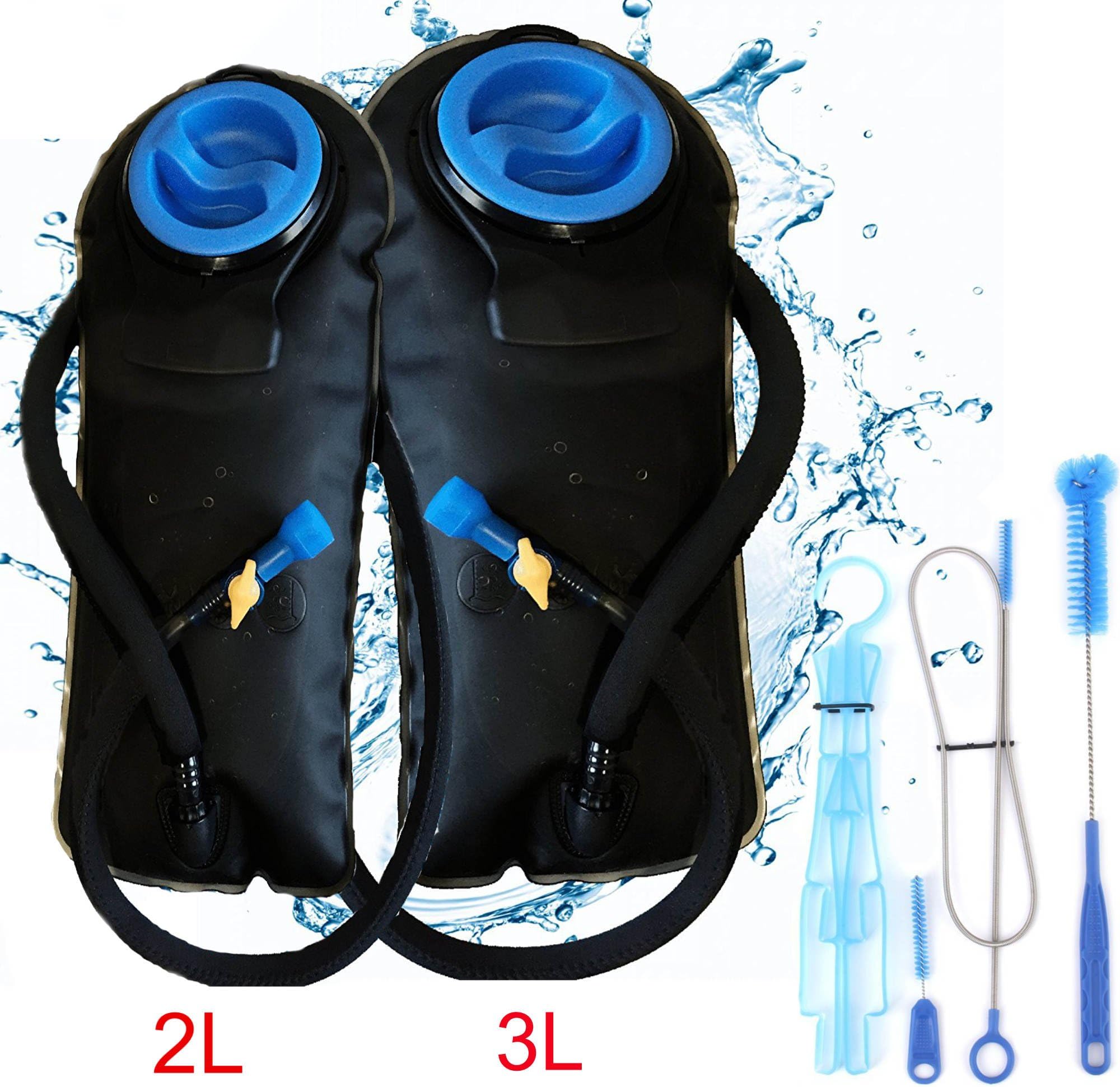 Outfitter Warehouse OW Hydration Water Bladder with Cleaning Kit | Your #1 Best Choice - Soft Bite Mouth Piece and Insulated Tube - On-Off Valve Switch for Backpacks - 2L & 3L