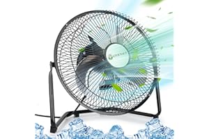 GTOUNACT 9 Inch Table Fan 3-speed High Velocity 360°Adjustable Tilting Powerful Airflow Heavy Duty,All-Metal Construction,Convenient Carry Handle,Personal Cooling Fan with 3 Speed for Home Office