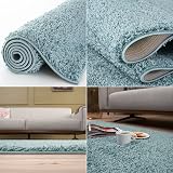 THE RUGS Living Room Rug 120x120 cm Duckegg Blue Shaggy 30 mm Thick view 5