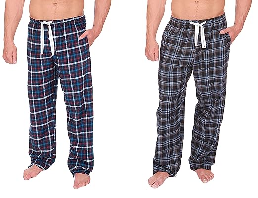 2er Packung Herren Kariert Freizeithose Hosen Schlafanzüge Böden Baumwoll-polyester