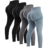 NORMOV 4 Piece Butt Lifting Workout Leggings for Women, Seamless Gym Scrunch Booty Lifting Sets