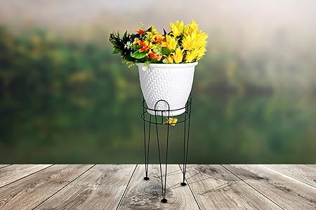 HINS Iron Metal Round Pot Stand Wihout Pot For Indoor & Outdoor Gardening Home Decore (Black) I Plant Stands For Indoor Balcony I Plant Bench I Plant Stands I Pot Stand Single I Potted Plant Stand I Big Pots I Metal Plant Stand I Tall Outdoor Planter I Metal Casters I Large Plant Stand I Pot Stands For Garden I Indoor Plants Stand I Iron Plant Stand I Terrace Garden Stand I Garden Rack I Iron Stand For Pots I Pots Stand I Indoor Planter With Stand