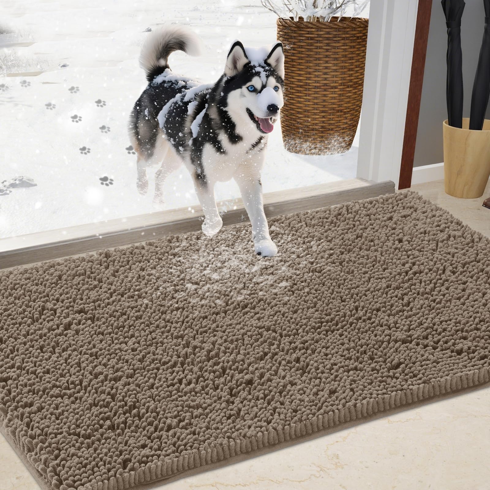 IM HOME Chenille Absorbent Outdoor Doormat 36" x