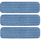Rubbermaid Commercial FGQ41000BL00 Q410 HYGEN Microfiber Room Mop Pad, Damp, Single-Sided, 18-Inch, Blue (Pack of 3)