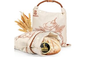Piklohas Detachable Sourdough Bread Bags, 2 Sets Bread Storage for Homemade Sourdough, Reusable Linen Food Storage with Linin