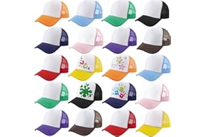 SGBETTER 20 Pack Adult Summer Baseball Caps Bulk Sublimation Trucker Hats DIY Blank Trucker Cap for Fishing Outdoor Sports (Color Set 1)