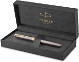 Parker Sonnet Rollerball Pen Grey Lacquer Gold Trims Gift Box