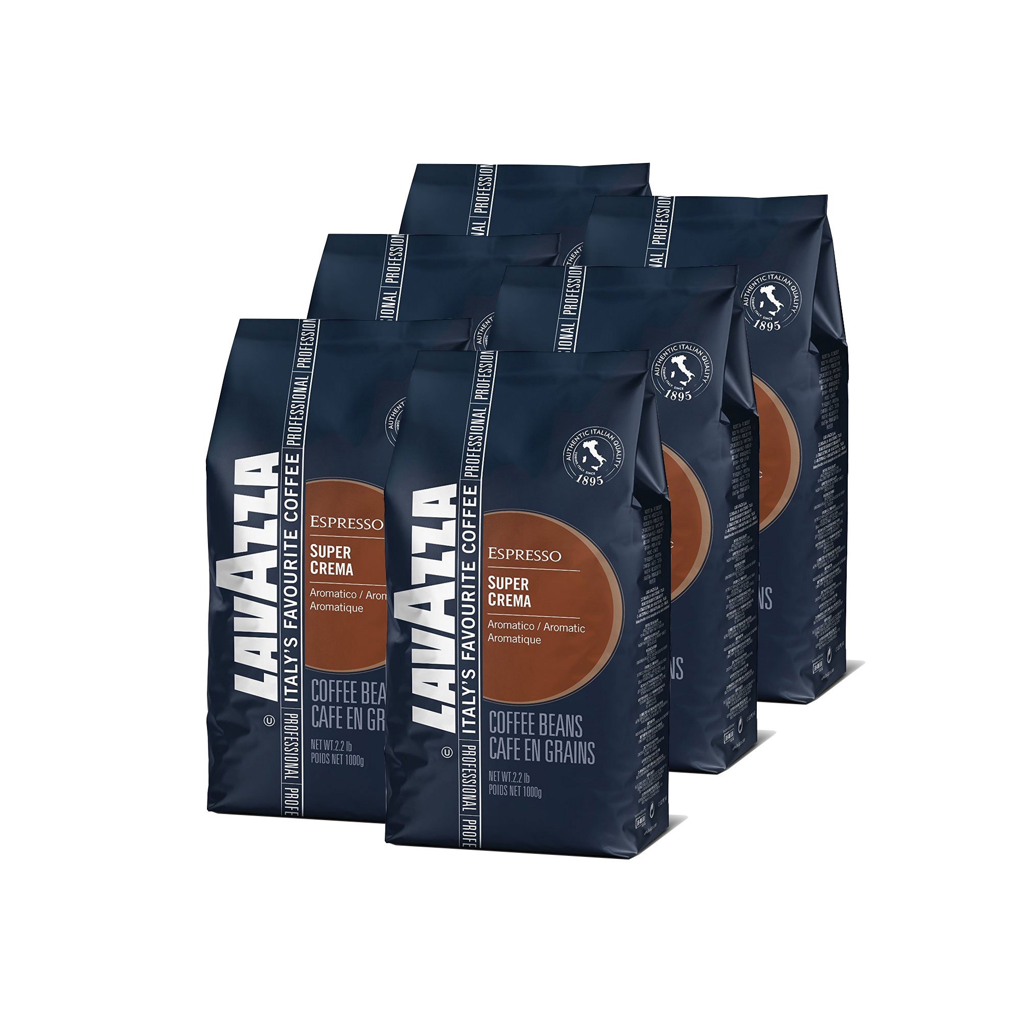 Lavazza Super Crema Espresso Beans 2.2lb Bags (Case of 6