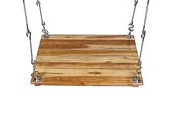 Riyo Moda Indoor Outdoor Wooden Hanging Swing Set/Jhula with Polyurethane Coating for Home Balcony and Garden (Upto 110kgs of Human Weight)