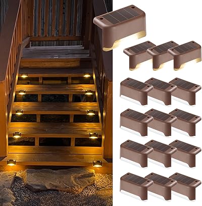Solpex Solar Deck Lights 16 Pack Brown Warm White Outdoor Waterproof