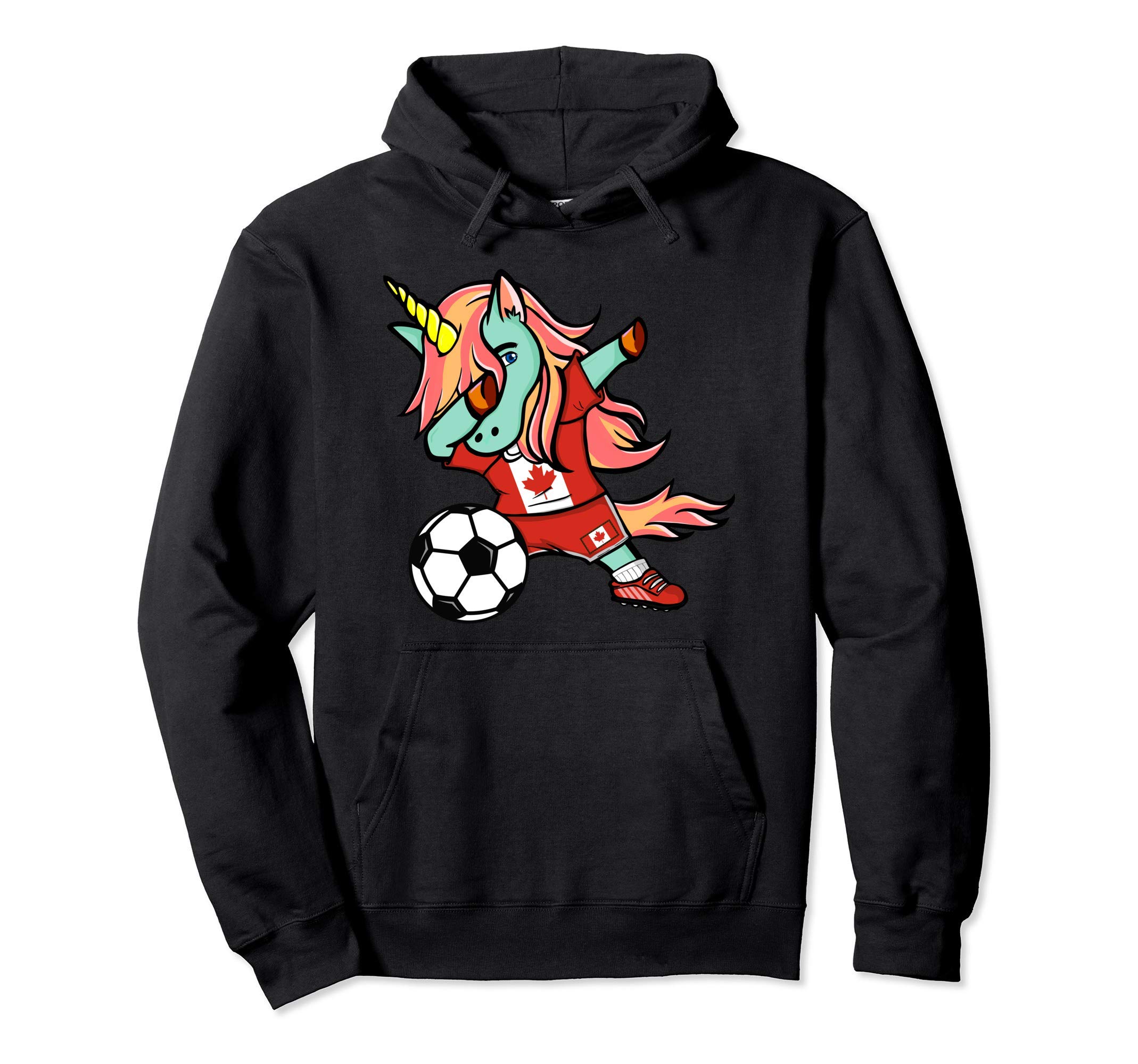 Funny Dabbing Unicorn Canada Football - Canadian Flag Soccer Pullover Hoodie