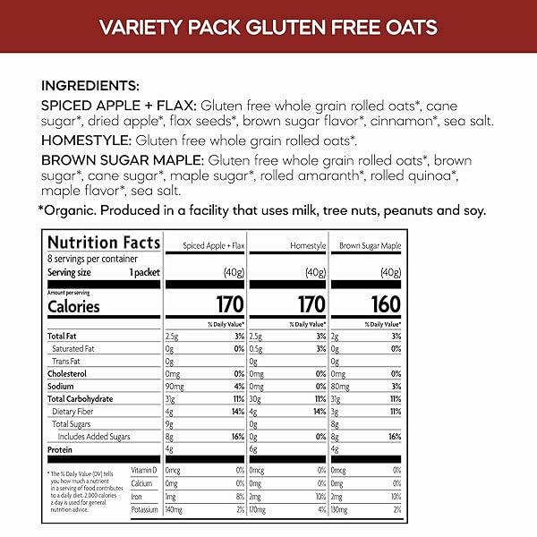 NATURE’S PATH ORGANIC VARIETY PACK INSTANT OATMEAL, 11.3 OZ (PACK OF 1), GLUTEN FREE, NON-GMO