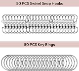 Juliyeh 100Pcs Swivel Lobster Clasps Key Ring Hoops Kit Silver view 3