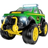 John Deere Tow &amp; Go Steel Pick Up Truck Toy &ndash; Heavy Duty Free Rolling Off-Road Vehicle Toy with Tow Winch, Realistic Lights &amp; Sounds, Ages 3+