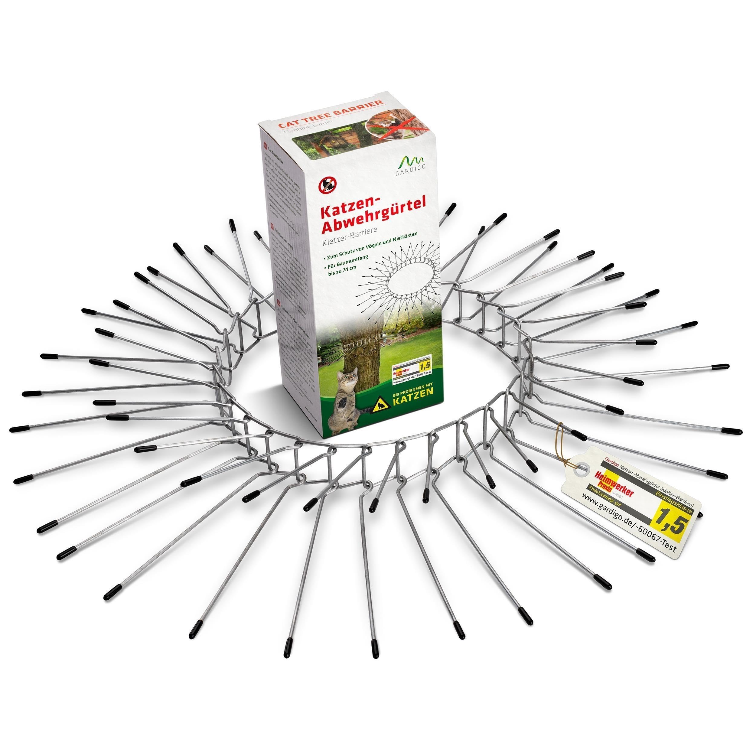 GARDIGO® Cat Deterrent Tree Belt | Cat Spike Tree Guard Up to 21 cm Diameter | Individually Adjustable Galvanised Steel | Anti-Climb Protection for Cats and Martens | Downpipe and Tree Protector Strip