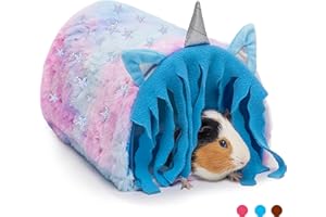 PAWNISAW Guinea Pig Hideout - Fleece Tunnel House Cage Accessories for Rat Hamster Hedgehog Chinchilla Small Animal - Playing Sleeping Hunting Resting Washable Tube Bedding Habitats