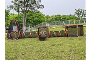 6 in 1 Pet Cat and Dog Tunnel Tent Foldable Pet Tent Outdoor Pop Up Pet Playpen Cage Fences House (Styles 1)