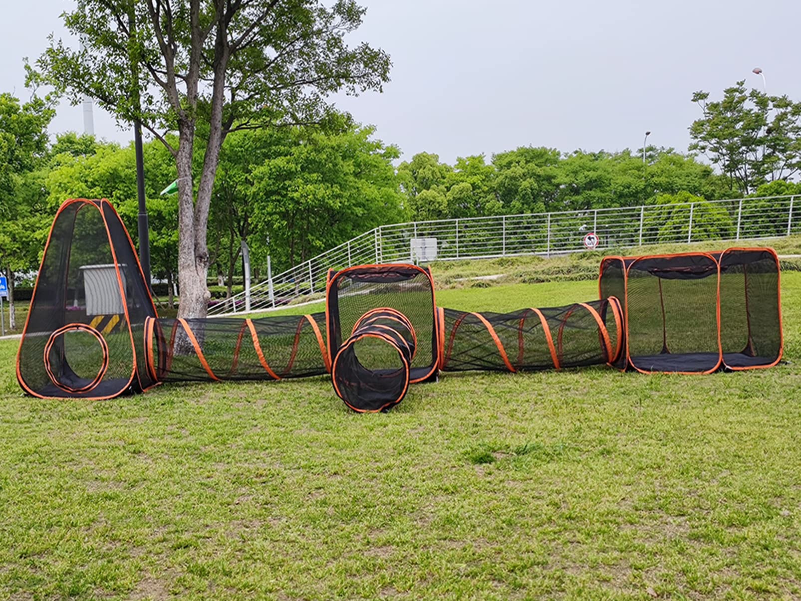 Photo 1 of 6 in 1 Pet Cat and Dog Tunnel Tent Foldable Pet Tent Outdoor Pop Up Pet Playpen Cage Fences House (Styles 1)