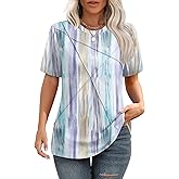 XIEERDUO Womens Summer Tops 2026 Pleated Round Neck Short Sleeve Shirts Business Casual